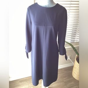 Liz Claiborne Navy Blue Shift Dress Tie Sleeves Size 10